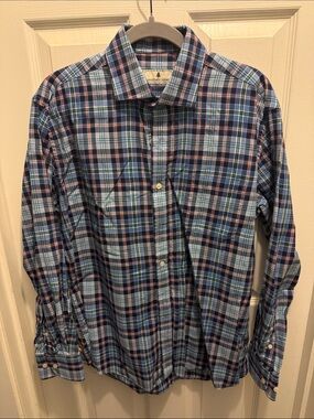 Men's Southern Pines Blue Plaid Button-Up Shirt